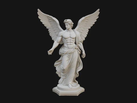 Winged Guardian Angel Statue Design 2 - 3D Print Model 3D Print Model