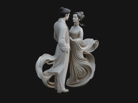 Robed Couple Statue Design 1 - 3D Print Model 3D Print Model