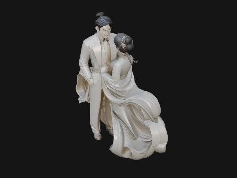 Robed Couple Statue Design 1 - 3D Print Model 3D Print Model