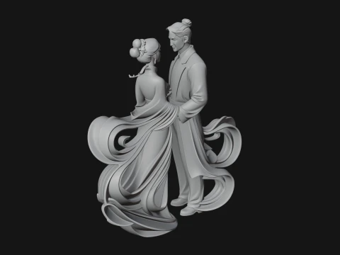 Robed Couple Statue Design 1 - 3D Print Model 3D Print Model