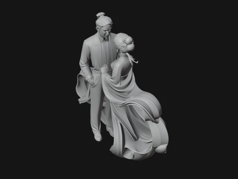 Robed Couple Statue Design 1 - 3D Print Model 3D Print Model