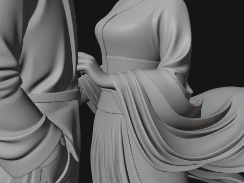 Robed Couple Statue Design 1 - 3D Print Model 3D Print Model