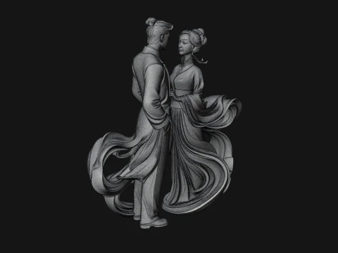 Robed Couple Statue Design 1 - 3D Print Model 3D Print Model