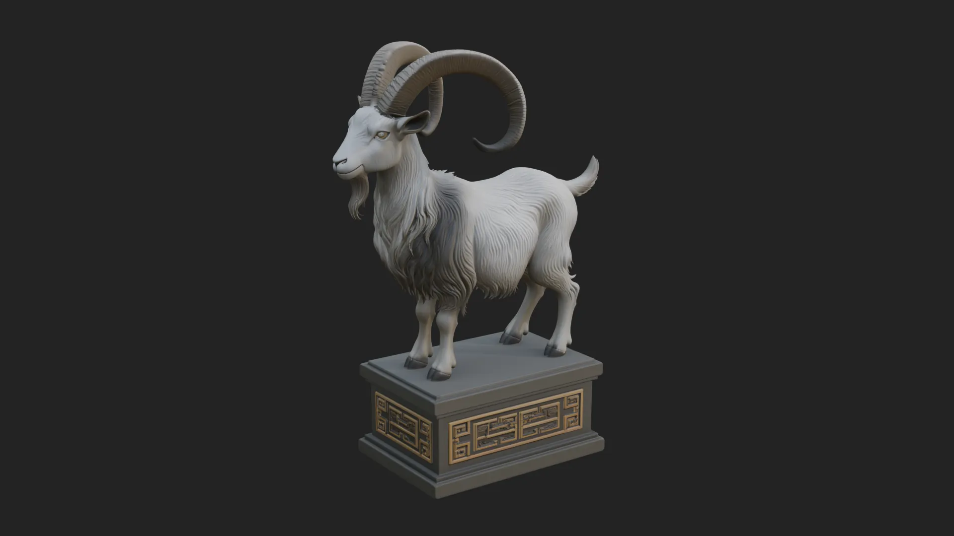 Mountain Goat on Pedestal Statue Design 1 - 3D Print Model 3D Print Model .c4d .max .obj .3ds .fbx .stl .blend 