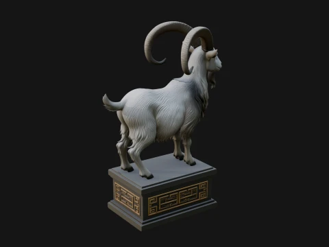 Mountain Goat on Pedestal Statue Design 1 - 3D Print Model 3D Print Model