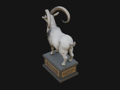 Mountain Goat on Pedestal Statue Design 1 - 3D Print Model 3D Print Model
