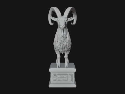 Mountain Goat on Pedestal Statue Design 1 - 3D Print Model 3D Print Model