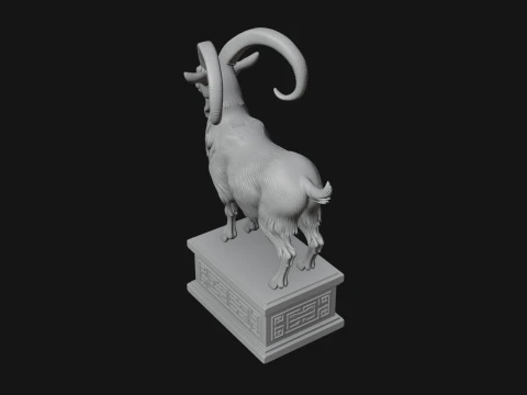 Mountain Goat on Pedestal Statue Design 1 - 3D Print Model 3D Print Model