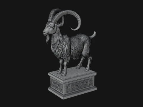 Mountain Goat on Pedestal Statue Design 1 - 3D Print Model 3D Print Model
