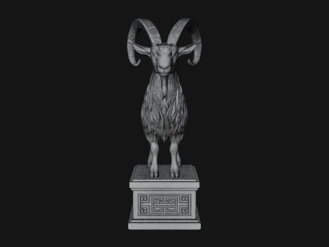 Mountain Goat on Pedestal Statue Design 1 - 3D Print Model 3D Print Model