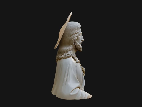 Haloed Christ Relief Bust Statue Design 1 - 3D Print Model 3D Print Model