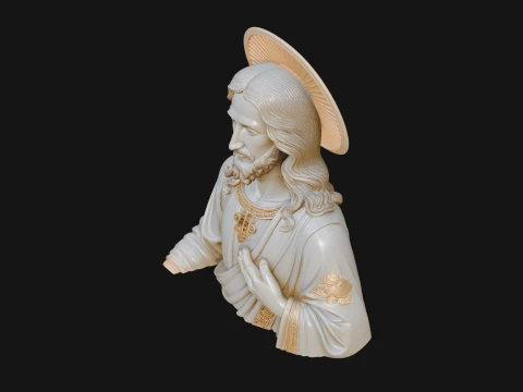 Haloed Christ Relief Bust Statue Design 1 - 3D Print Model 3D Print Model