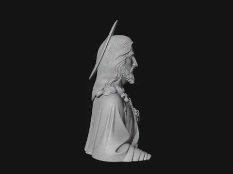 Haloed Christ Relief Bust Statue Design 1 - 3D Print Model 3D Print Model