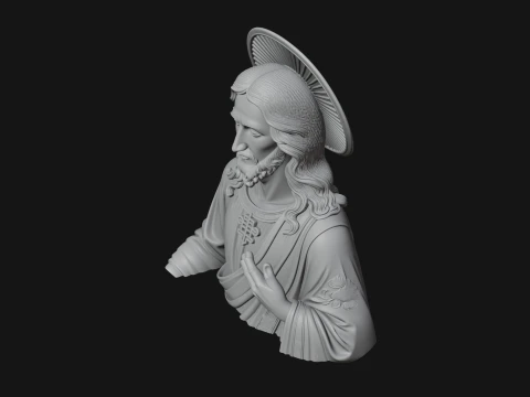 Haloed Christ Relief Bust Statue Design 1 - 3D Print Model 3D Print Model