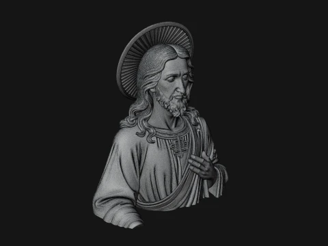 Haloed Christ Relief Bust Statue Design 1 - 3D Print Model 3D Print Model