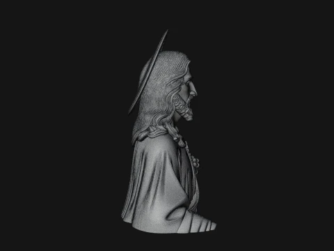 Haloed Christ Relief Bust Statue Design 1 - 3D Print Model 3D Print Model