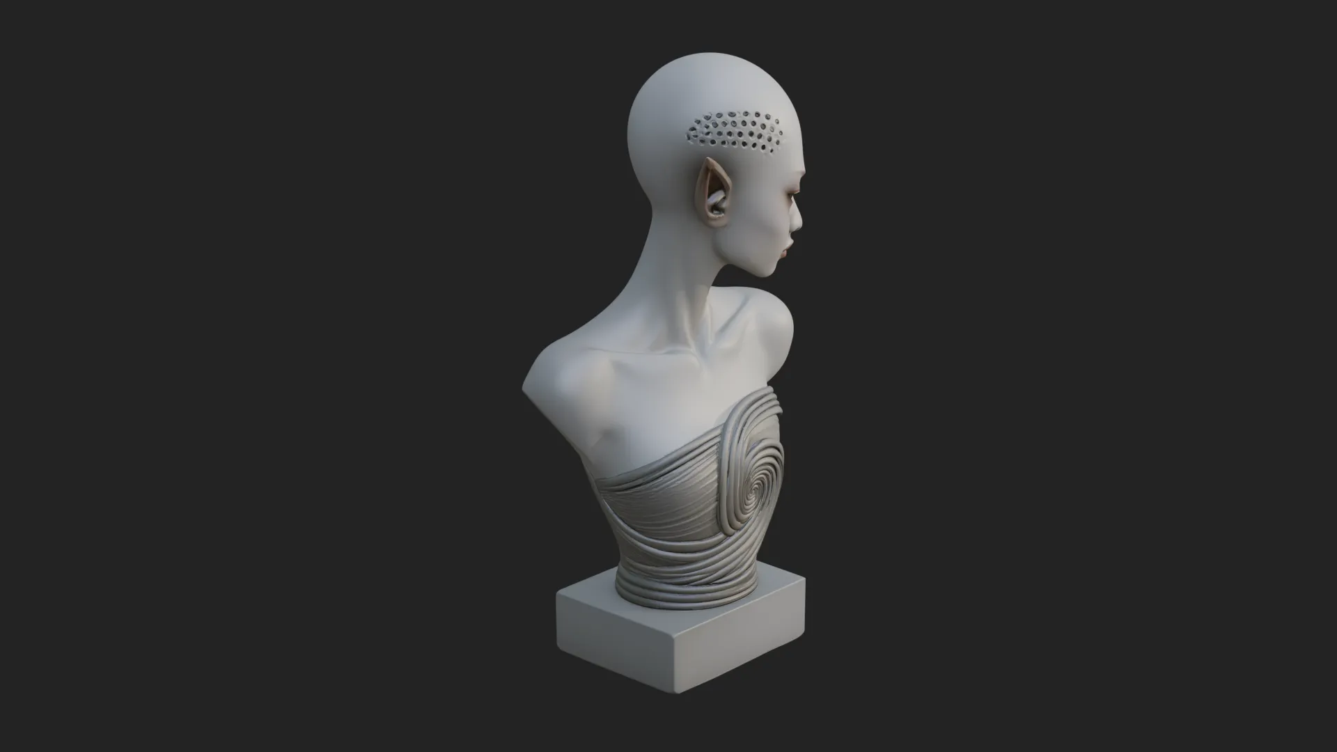 Minimalist Alien Bust Statue Design 1 - 3D Print Model 3D Print Model .c4d .max .obj .3ds .fbx .stl .blend