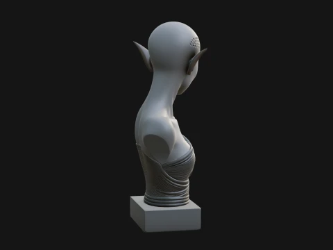 Minimalist Alien Bust Statue Design 1 - 3D Print Model 3D Print Model