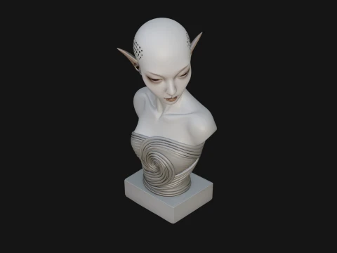 Minimalist Alien Bust Statue Design 1 - 3D Print Model 3D Print Model