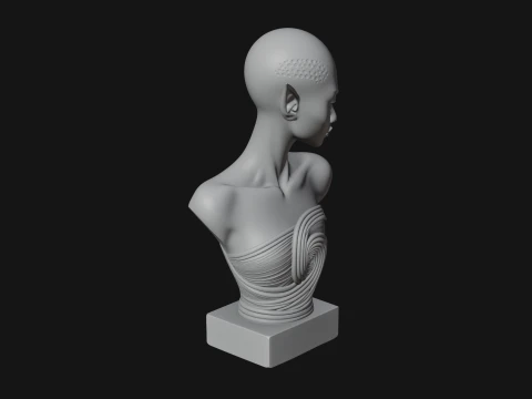 Minimalist Alien Bust Statue Design 1 - 3D Print Model 3D Print Model