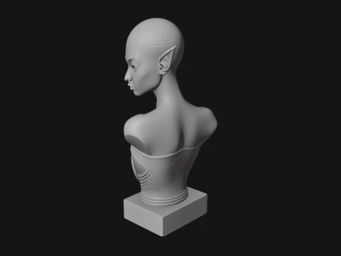 Minimalist Alien Bust Statue Design 1 - 3D Print Model 3D Print Model