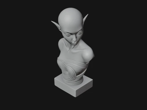 Minimalist Alien Bust Statue Design 1 - 3D Print Model 3D Print Model