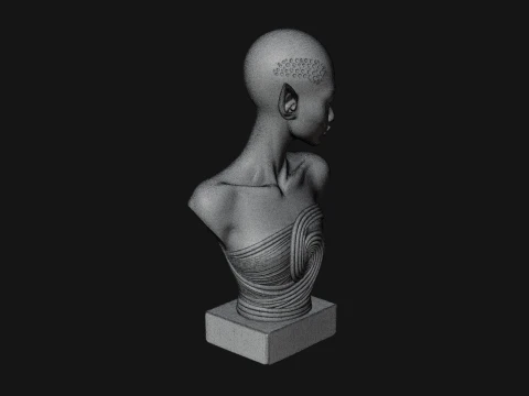 Minimalist Alien Bust Statue Design 1 - 3D Print Model 3D Print Model