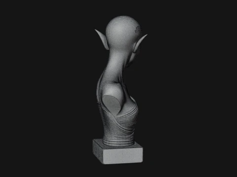 Minimalist Alien Bust Statue Design 1 - 3D Print Model 3D Print Model