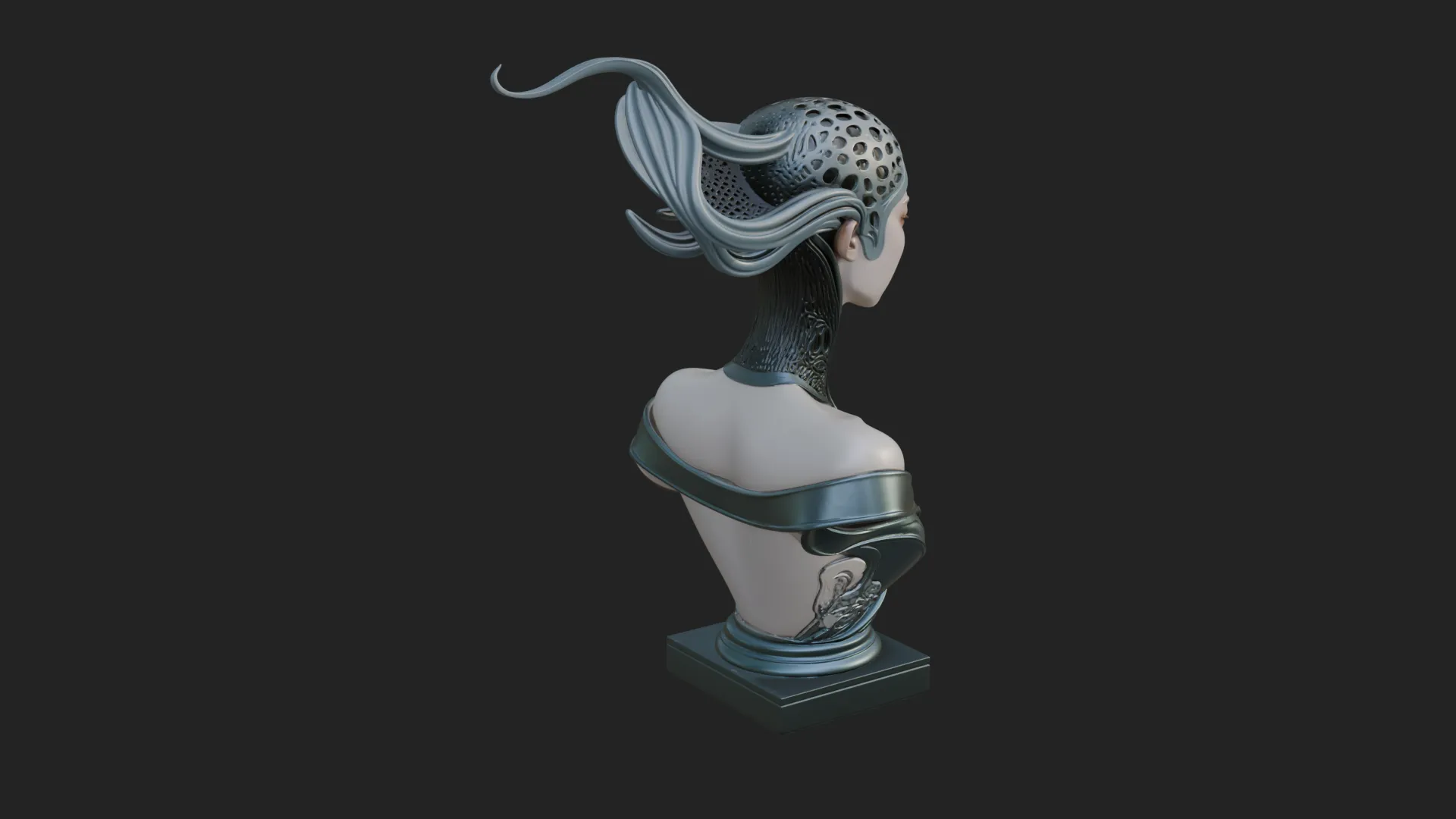 Futuristic Woman Bust Statue Design 2 - 3D Print Model 3D Print Model .c4d .max .obj .3ds .fbx .stl .blend