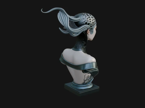 Futuristic Woman Bust Statue Design 2 - 3D Print Model Modello di stampa 3D