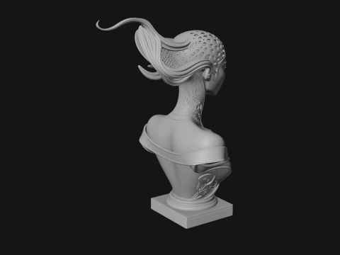 Futuristic Woman Bust Statue Design 2 - 3D Print Model 3D Print Model