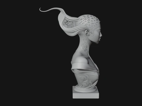 Futuristic Woman Bust Statue Design 2 - 3D Print Model 3D Print Model