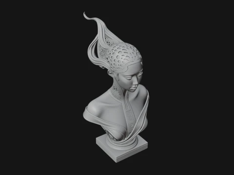 Futuristic Woman Bust Statue Design 2 - 3D Print Model 3D Print Model
