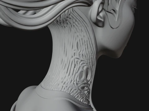 Futuristic Woman Bust Statue Design 2 - 3D Print Model 3D Print Model