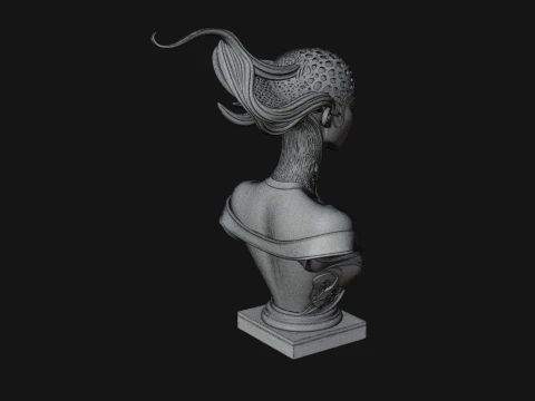 Futuristic Woman Bust Statue Design 2 - 3D Print Model 3D Print Model