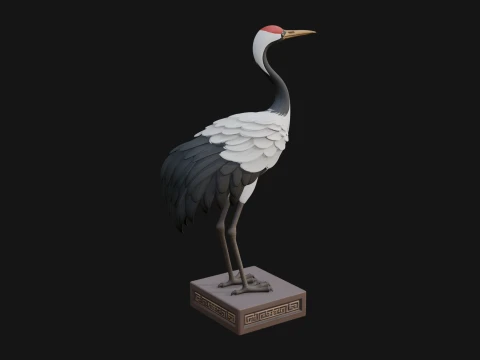 Crane on Pedestal Statue Design 2 - 3D Print Model 3D Print Model