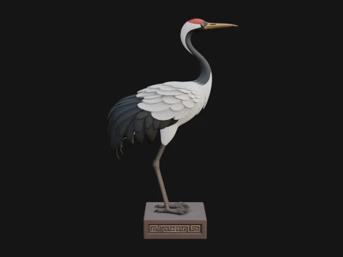 Crane on Pedestal Statue Design 2 - 3D Print Model 3D Print Model