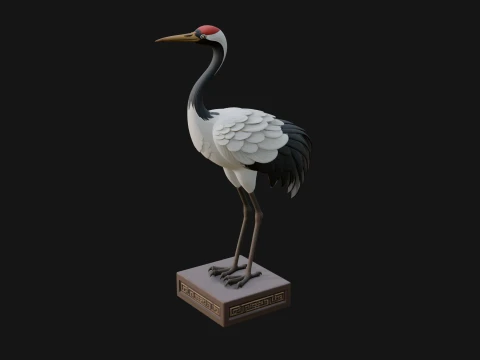 Crane on Pedestal Statue Design 2 - 3D Print Model 3D Print Model