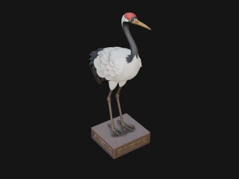 Crane on Pedestal Statue Design 2 - 3D Print Model 3D Print Model