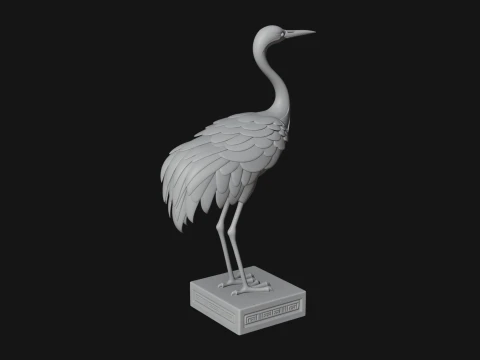 Crane on Pedestal Statue Design 2 - 3D Print Model 3D Print Model