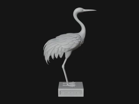 Crane on Pedestal Statue Design 2 - 3D Print Model 3D Print Model