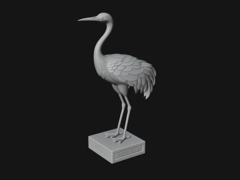Crane on Pedestal Statue Design 2 - 3D Print Model 3D Print Model