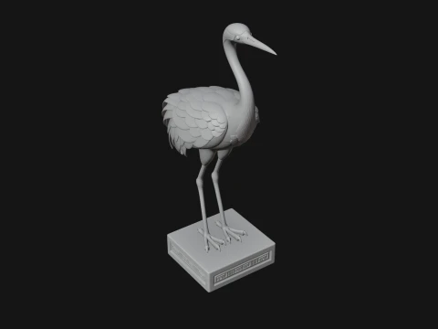 Crane on Pedestal Statue Design 2 - 3D Print Model 3D Print Model
