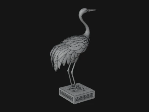Crane on Pedestal Statue Design 2 - 3D Print Model 3D Print Model