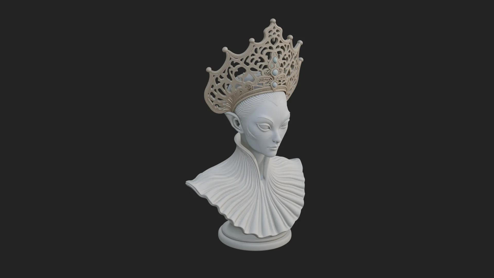 Shell Crown Woman Bust Statue Design 2 - 3D Print Model 3D Print Model .c4d .max .obj .3ds .fbx .stl .blend 