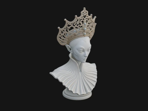 Shell Crown Woman Bust Statue Design 2 - 3D Print Model 3D Принт Модель