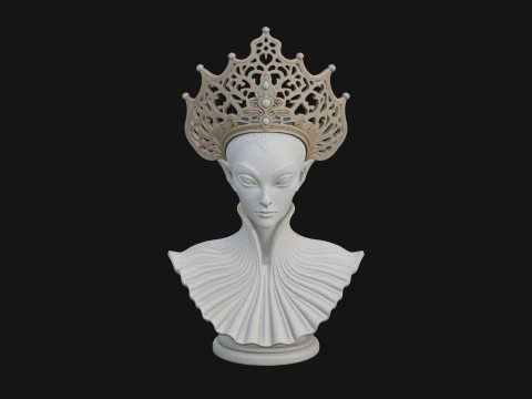 Shell Crown Woman Bust Statue Design 2 - 3D Print Model 3D Print Model