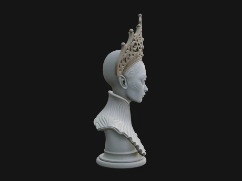 Shell Crown Woman Bust Statue Design 2 - 3D Print Model 3D Print Model