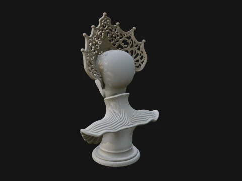 Shell Crown Woman Bust Statue Design 2 - 3D Print Model 3D Print Model