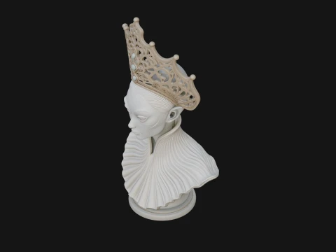 Shell Crown Woman Bust Statue Design 2 - 3D Print Model 3D Print Model